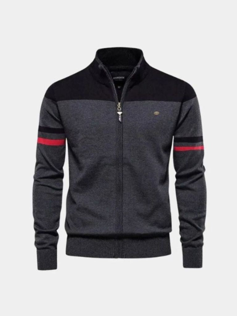 Cárdigan Tejido con Cierre y Cuello Alto